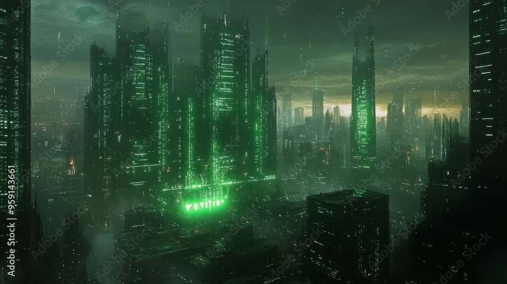 Fototapeta premium Futuristic Cyberpunk Cityscape