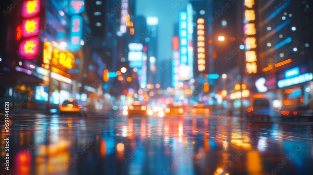 Obraz premium Neon Cityscape at Night
