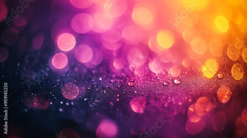 Vibrant Bokeh Background with Water Droplets