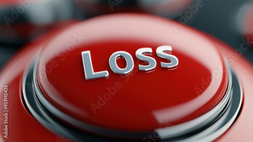 A close up of a red button with the word loss on it, AI