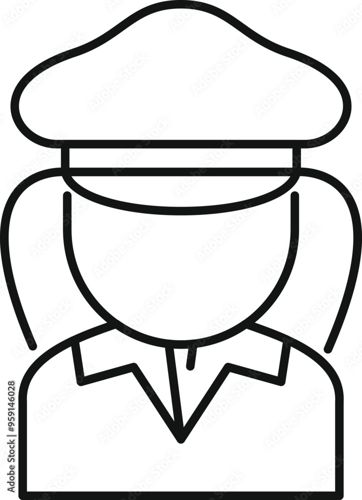 Minimalist vector illustration of a female hotel worker wearing a uniform with a hat, representing hospitality and service industry Minimalist vector illustration of a female hotel worker wearing a uniform with a hat, representing hospitality and service industry