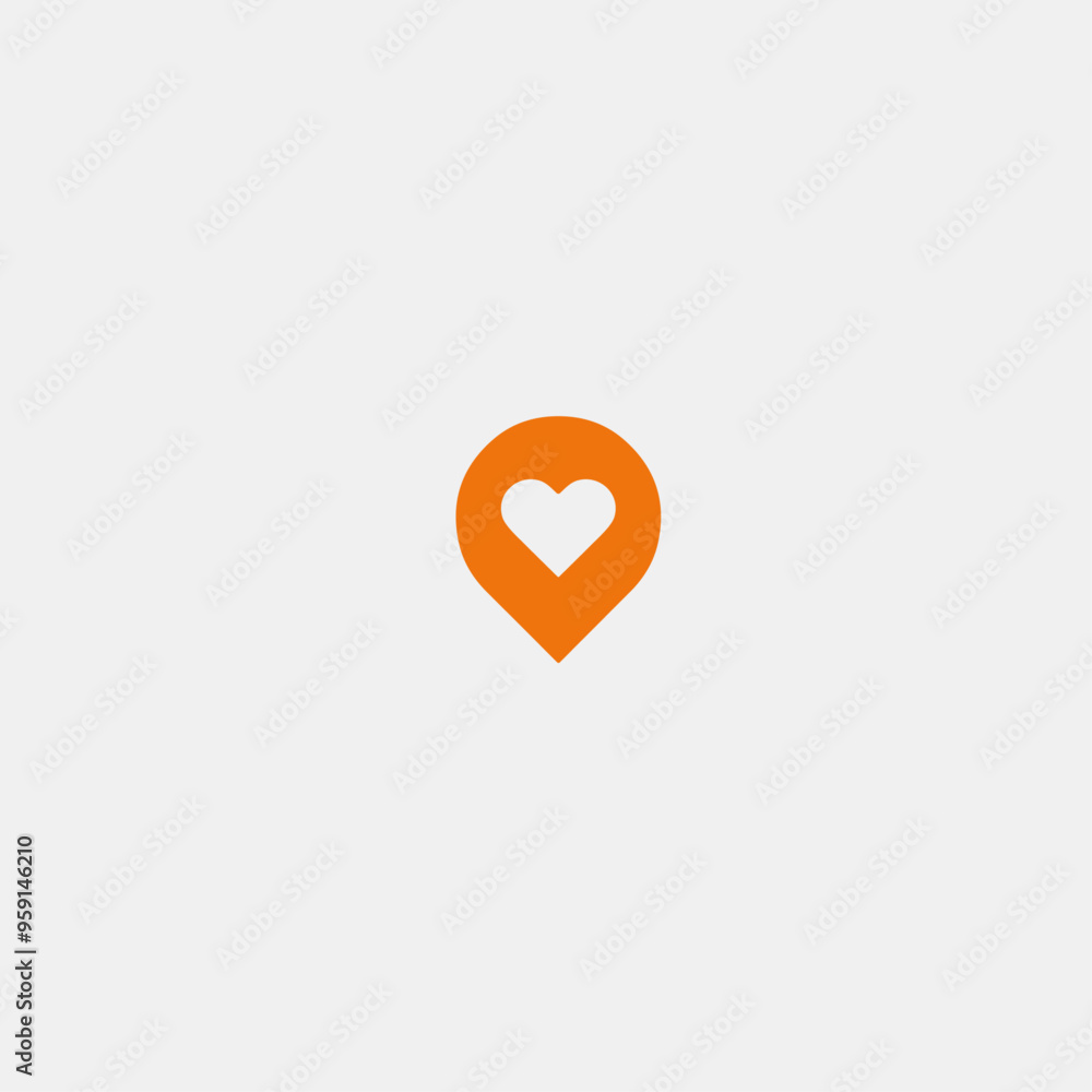 Love location icon logo flat vector design Love location icon logo flat vector design
