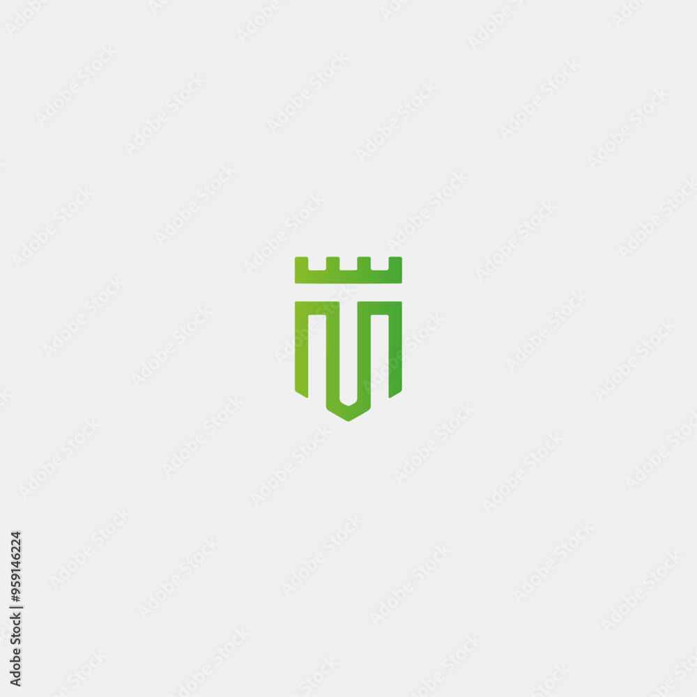 Letter M castle icon logo flat vector design Letter M castle icon logo flat vector design
