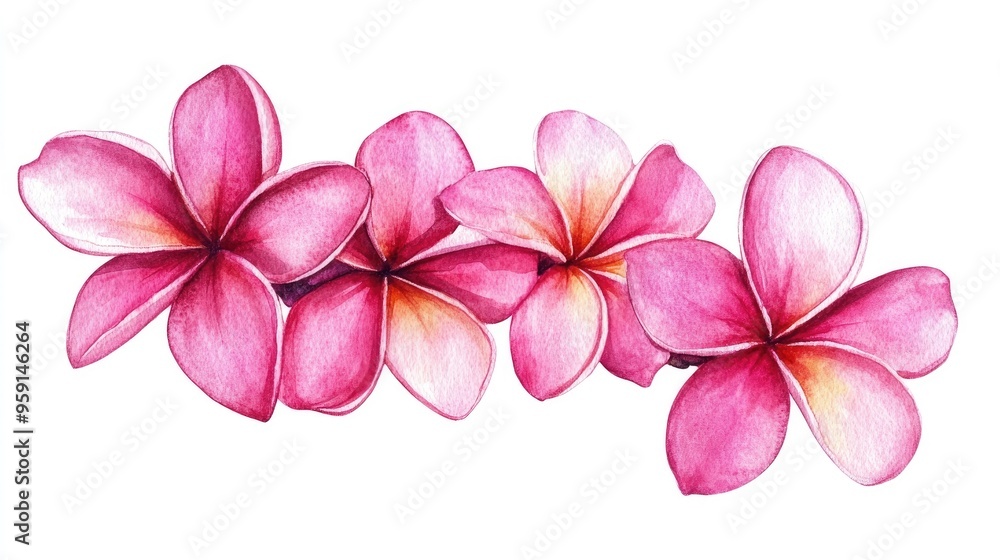 Obraz premium Vibrant Pink Flowers in Watercolor: A Stunning Tribute to Nature's Beauty