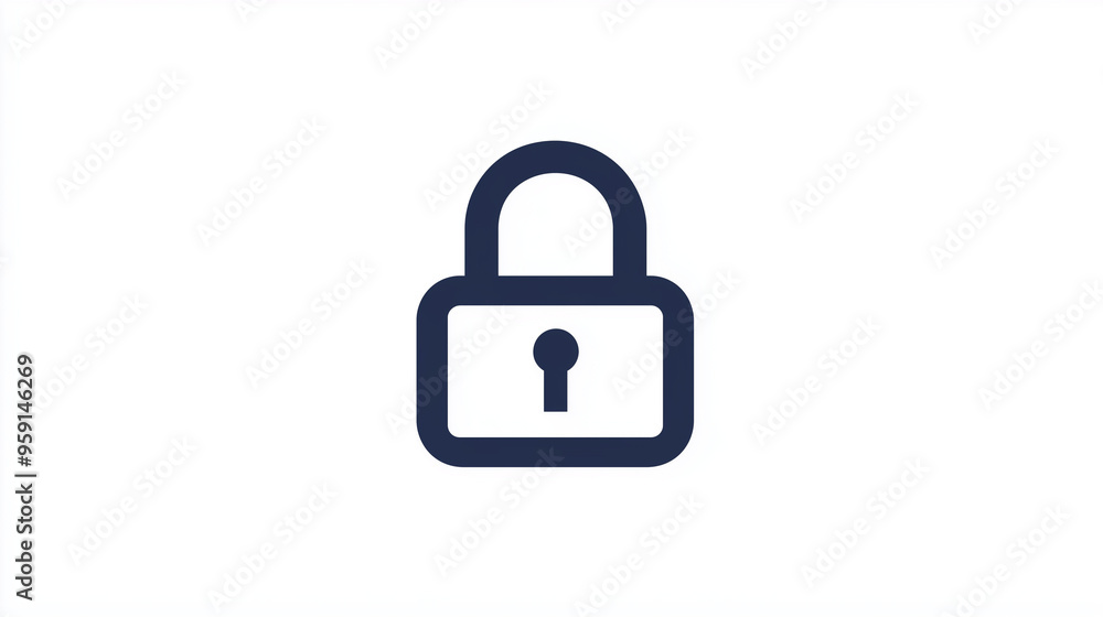 A line icon of a lock symbolizing security or login, website, line icons, on white background A line icon of a lock symbolizing security or login, website, line icons, on white background