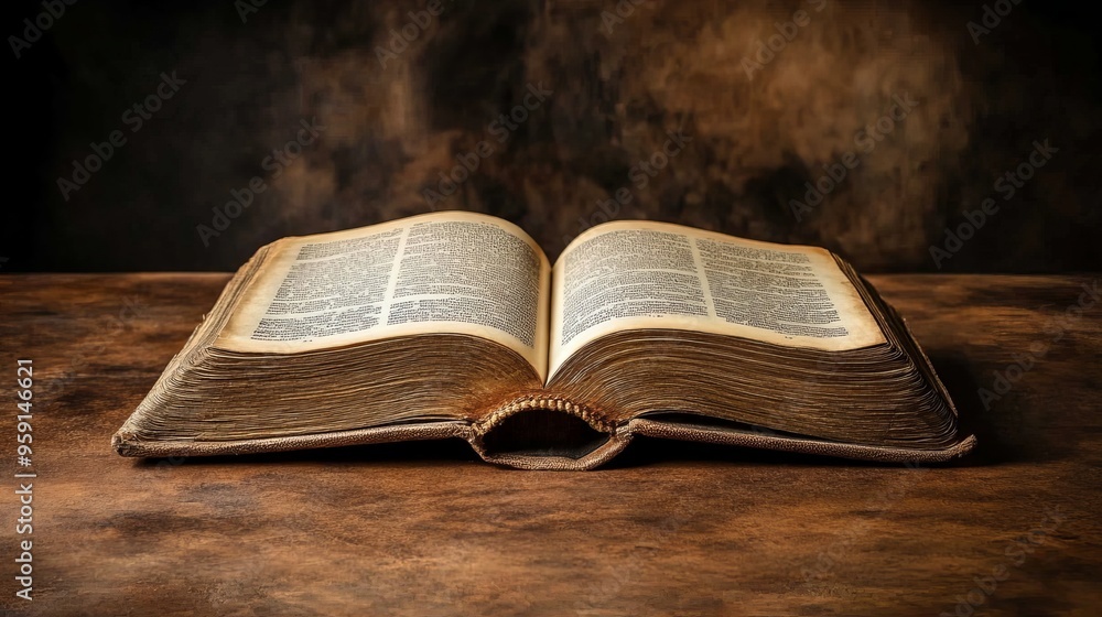 Obraz premium opened book on brown table