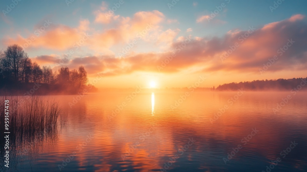 Sunrise Over Serene Lake Sunrise Over Serene Lake