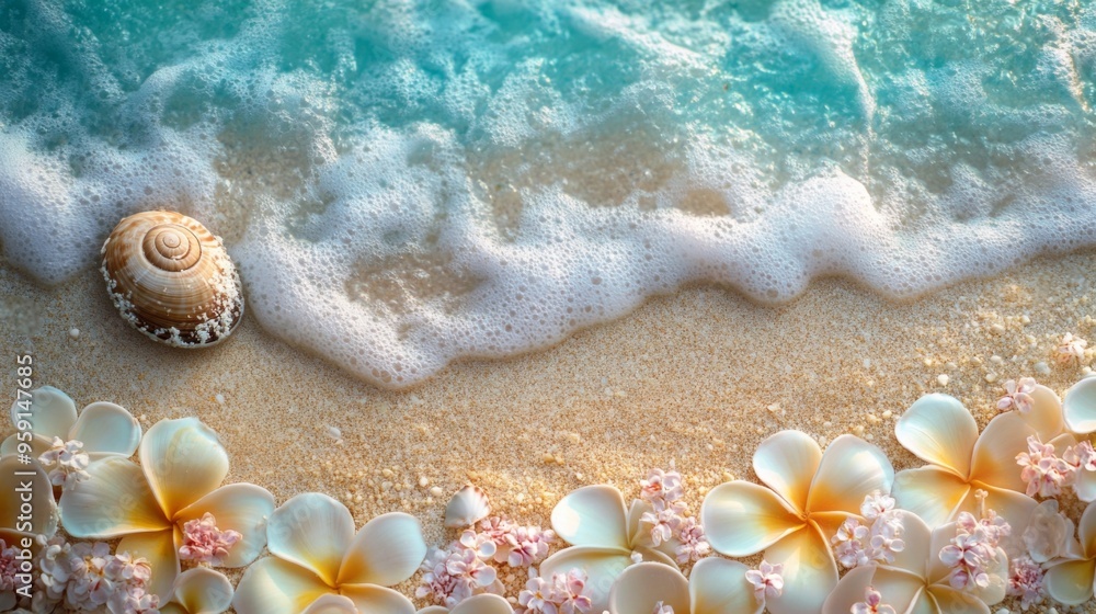 Tropical Beach Flowers with Shells Tropical Beach Flowers with Shells