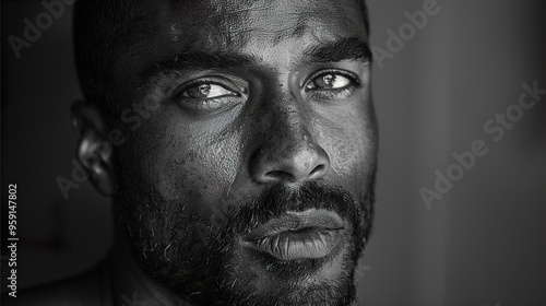 Intense Gaze: A Black and White Portrait of a Man