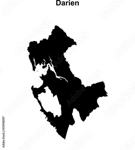 Darien province blank outline map