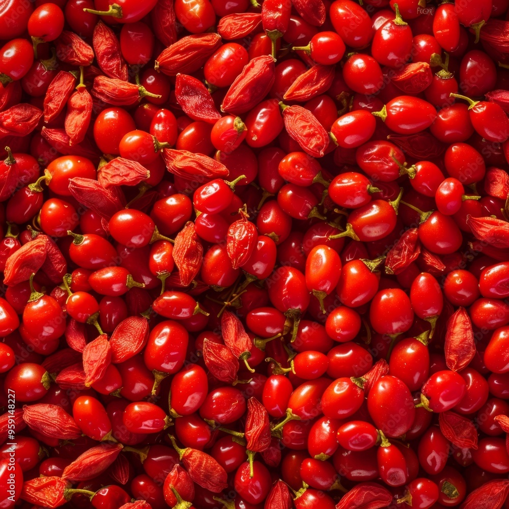 Goji Berry Texture Background, Lycium Barbaru, Chinese Wolfberry, Barbary Matrimony Vine Berries Goji Berry Texture Background, Lycium Barbaru, Chinese Wolfberry, Barbary Matrimony Vine Berries