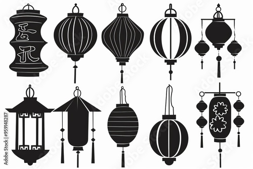 Asian lamp icon, chinese lantern isolated, traditional oriental lantern, light symbol, doodle, sketched flashlight