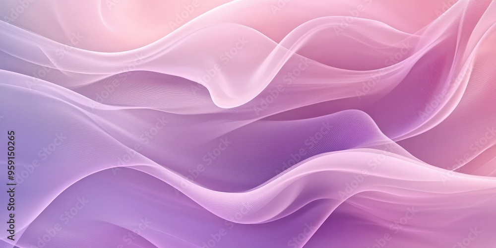 Obraz premium A graceful abstract background with flowing shapes in pastel hues of pink and lavender. The design features smooth, fluid lines and a serene, elegant atmosphere.