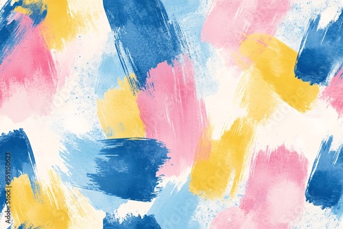 Vibrant Abstract Watercolor Pattern with Bold Brushstrokes and Soft Hues