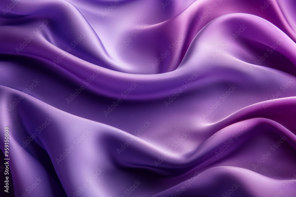 Fototapeta premium A dramatic abstract background with 3D silk fabric waves in gradient hues of dark plum to light lavender. The fabric creates a striking, luxurious visual effect.