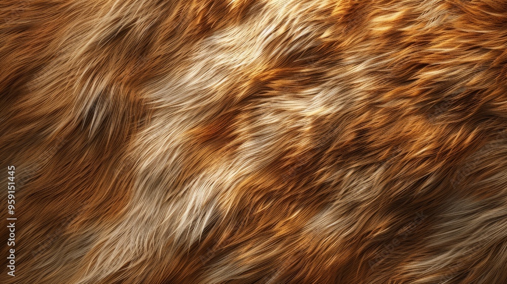 A close-up view reveals a rich, textured fur background featuring golden and brown hues. The intricate details emphasize the softness and natural beauty of the fur fibers, creating a warm ambiance A close-up view reveals a rich, textured fur background featuring golden and brown hues. The intricate details emphasize the softness and natural beauty of the fur fibers, creating a warm ambiance