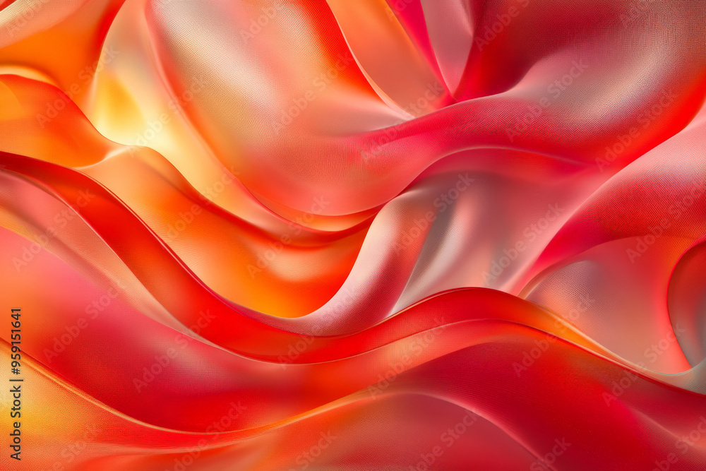 Fototapeta premium A dynamic 3D design with smooth, twisted ribbons in warm shades of red and orange. The ribbons flow gracefully, adding a sense of warmth and energy to the scene.