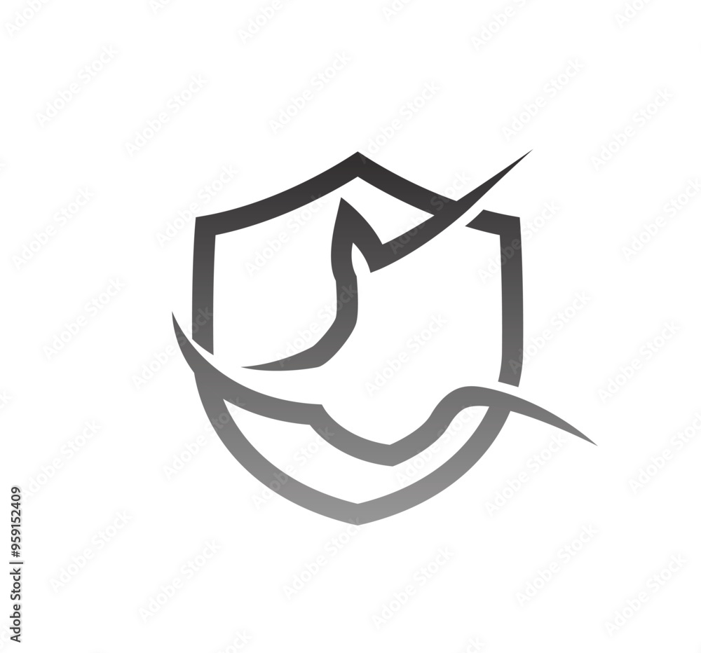 Rhinoceros head shield logo icon vector stock illustration Rhinoceros head shield logo icon vector stock illustration