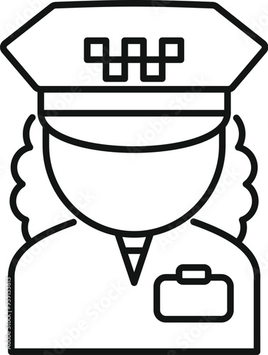 Female taxi driver wearing uniform with checkered cap icon