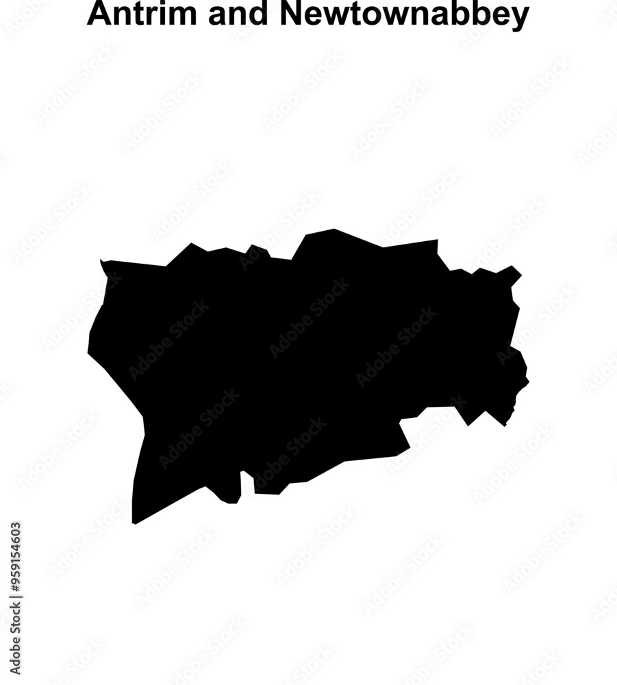 Antrim and Newtownabbey blank outline map Antrim and Newtownabbey blank outline map