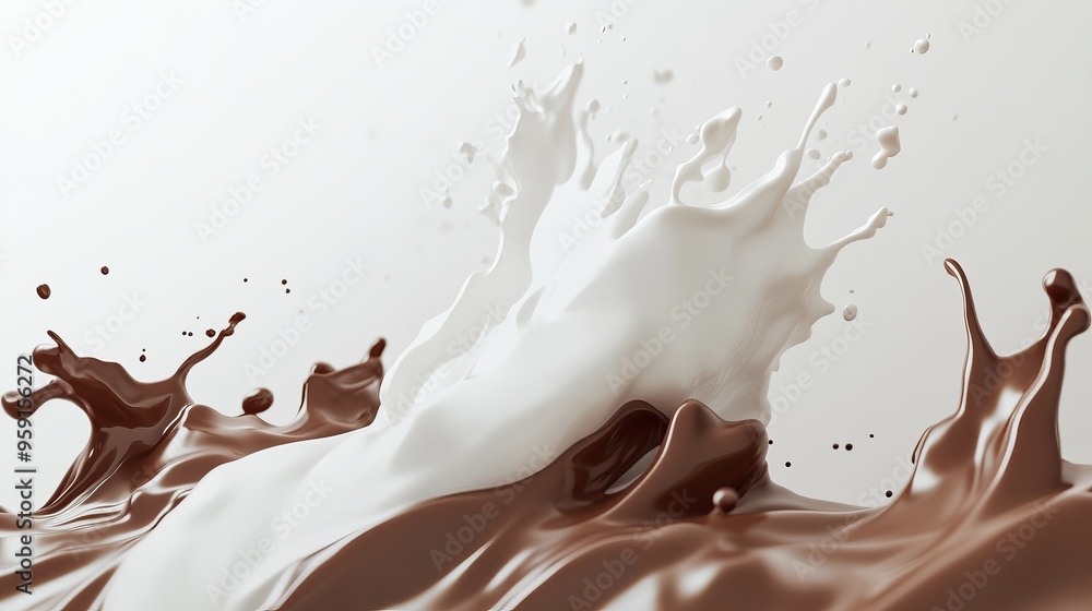 milk and chocolate splash smooth abstract shapes with clipping path milk and chocolate splash smooth abstract shapes with clipping path