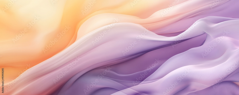 Fototapeta premium A graceful abstract background with smooth gradients in shades of lavender and gold. The design creates a serene, elegant atmosphere with soft, flowing colors.