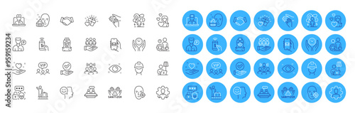 Valet servant, Face cream and Volunteer line icons pack. Cyber attack, Professional, Handshake web icon. Vip clients, Mail app, Employees talk pictogram. Team work, Best buyers, Inspect. Vector