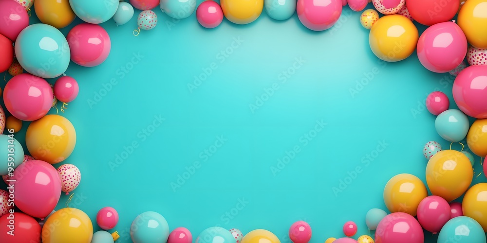 Colorful Balloons and Confetti on Background