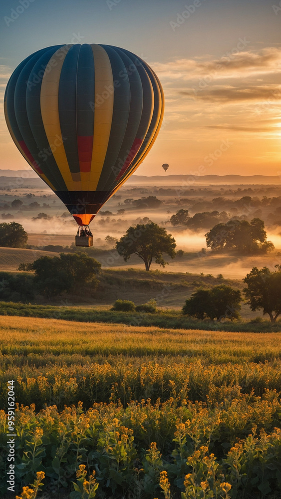 Obraz premium a hot air balloon festival at sunrise.