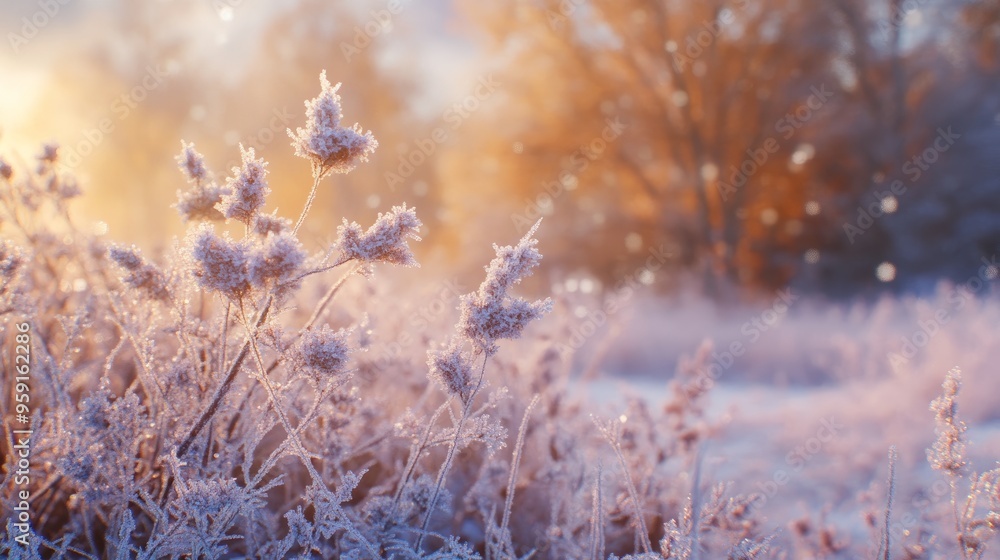 Winter frost on a fall meadow Winter frost on a fall meadow