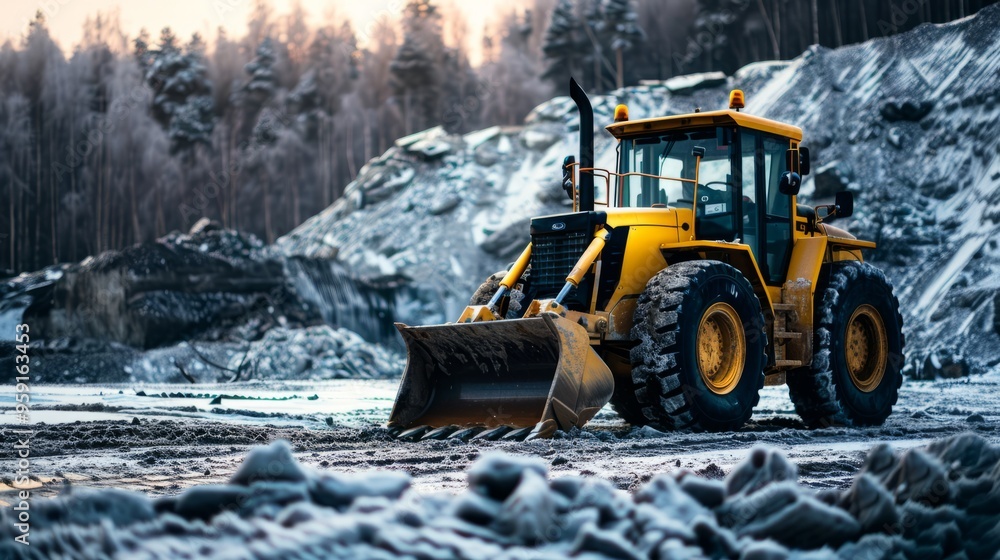 yellow and black heavy equipment on snow covered ground during daytime yellow and black heavy equipment on snow covered ground during daytime