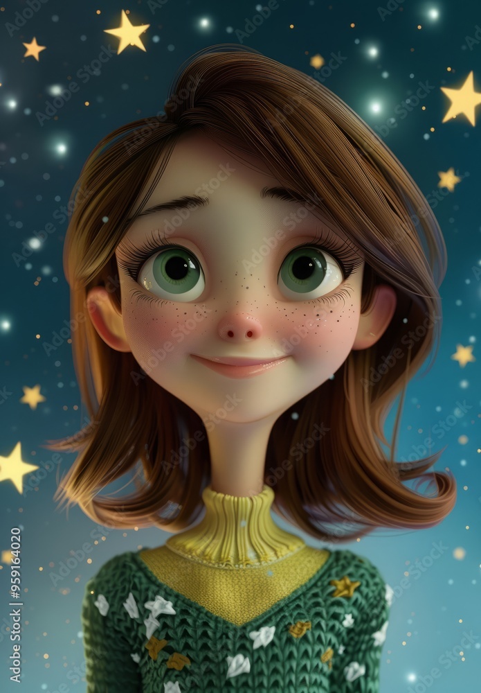 young woman against the backdrop of stars. young woman against the backdrop of stars.