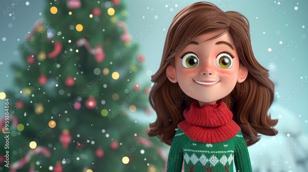 young woman against the backdrop of a Christmas tree. young woman against the backdrop of a Christmas tree.