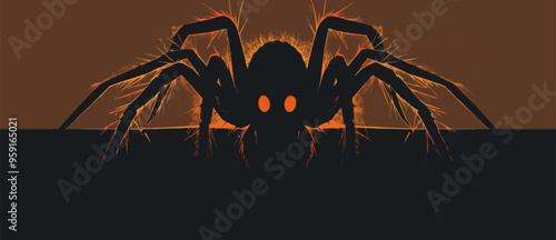 Spider with a spooky face. Vector flat isolated.