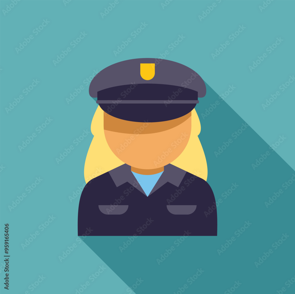 Simple vector illustration of a blonde female police officer wearing a blue uniform and hat Simple vector illustration of a blonde female police officer wearing a blue uniform and hat