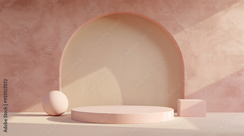 Fototapeta premium Little Beige and Pinky Background Podium