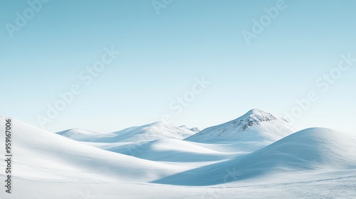 Snowy Hills with Cloudless Sky