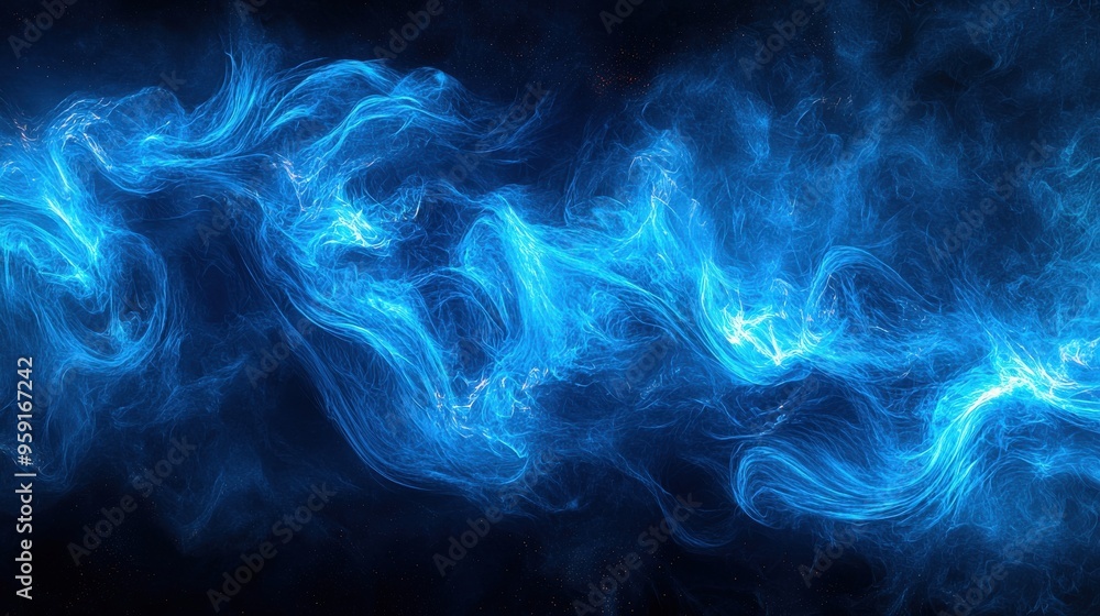Abstract design with intense blue fiery swirls on a dark background, dramatic vibrant energy, ample copy space. Abstract design with intense blue fiery swirls on a dark background, dramatic vibrant energy, ample copy space.