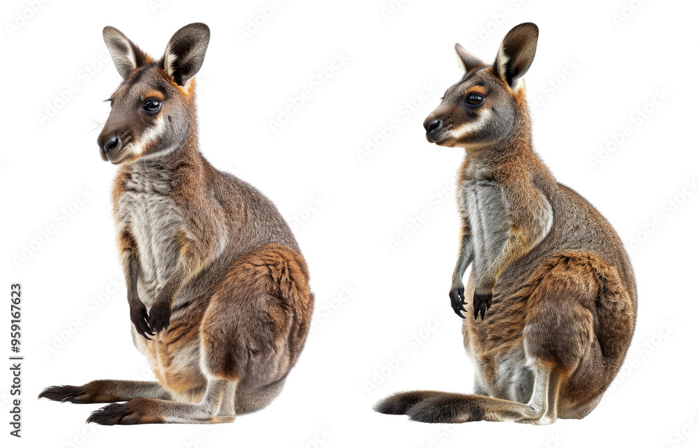 Wallaby isolated on transparent background, set of Wallaby isolated on transparent background, set of