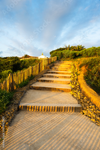 Stairways to the beautiful Bidart Chapel. Basque Country of France.