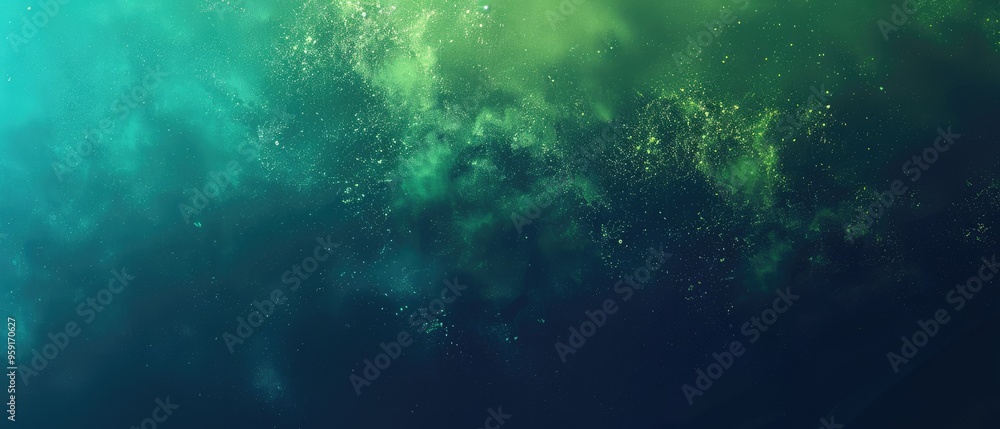 Abstract Cosmic Nebula with Glowing Green and Teal Dust Abstract Cosmic Nebula with Glowing Green and Teal Dust