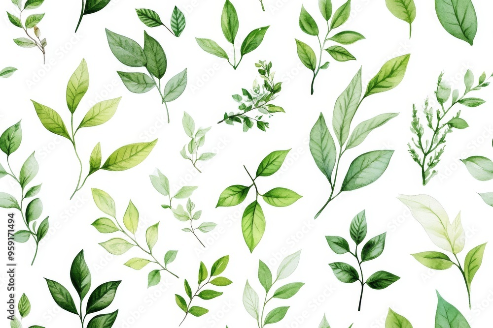 This seamless pattern features diverse fresh leaves, highlighting natures beauty. Its perfect for backgrounds and inspires creative designs, enhancing their appeal and connection to nature This seamless pattern features diverse fresh leaves, highlighting natures beauty. Its perfect for backgrounds and inspires creative designs, enhancing their appeal and connection to nature