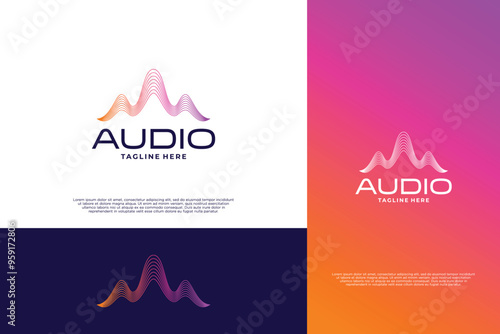 Pulse music logo design. Audio wave logo