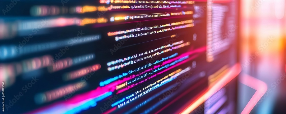 Augmented frontend coding, holographic interface, high-tech workspace, neon highlights Augmented frontend coding, holographic interface, high-tech workspace, neon highlights