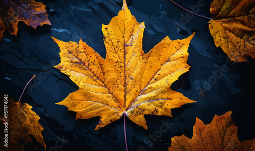 A linear vector of a maple leaf.