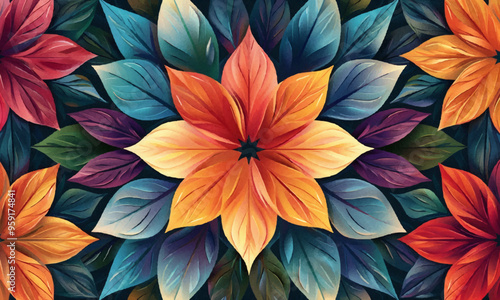 A geometric vector of an abstract floral pattern.