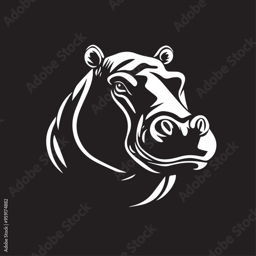 hippo in cartoon, doodle style . Image for t-shirt, web, mobile apps and ui. Isolated 2d vector illustration in logo, icon, sketch style, Eps 10, black and white. AI Generative
