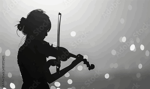 Silhouette of a person playing the violin.