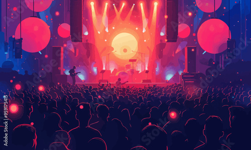 A flat vector of a music concert.