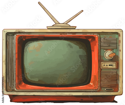 An isolated vector of a vintage television.